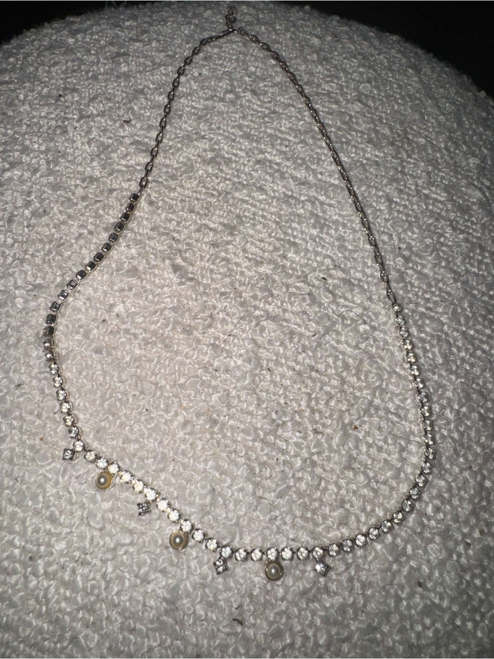 Classic Silver-Tone Pearl & Crystal Necklace - Women Jewelry